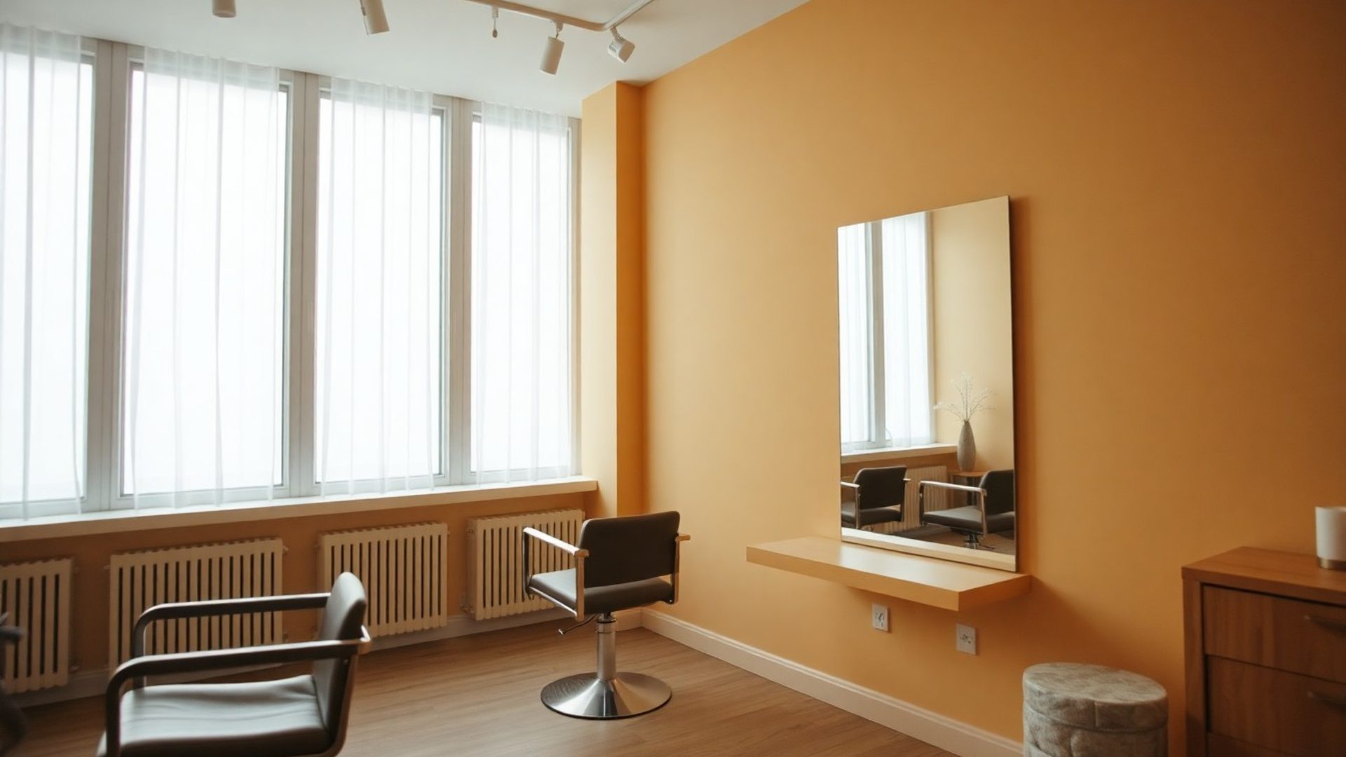 Interior of the Forgeyecho studio in warm amber-gold tones